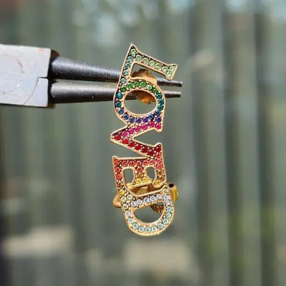 Gucci LOVED Single Ear Cuff Swarovski Crystal Rhinestone Huggie Rainbow Earring - Picture 10 of 11